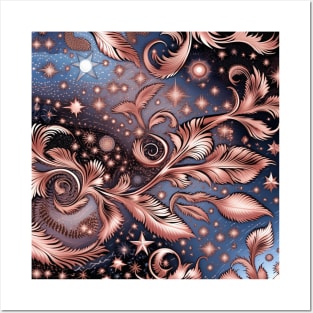 Other Worldly Designs- nebulas, stars, galaxies, planets with feathers Posters and Art